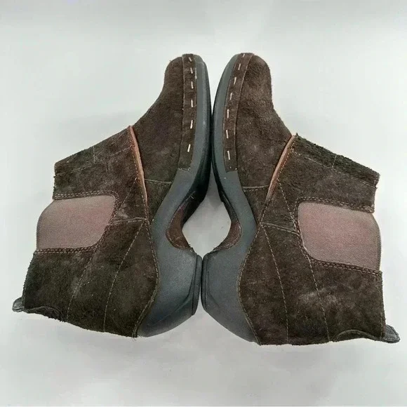 Merrell Luxe button ankle bootie 10 41 espresso brown suede stapled clog boot - Picture 7 of 13